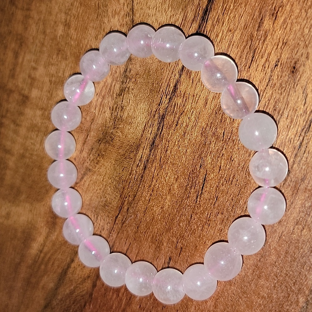 🎁 Hand Crafted Rose Quartz Natural Gemstone Stretch Bracelet New Gift Bohemian - Picture 3 of 3